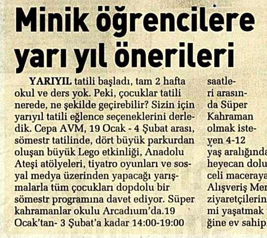 Minik Öğrenciler Yarıyıl Önerileri